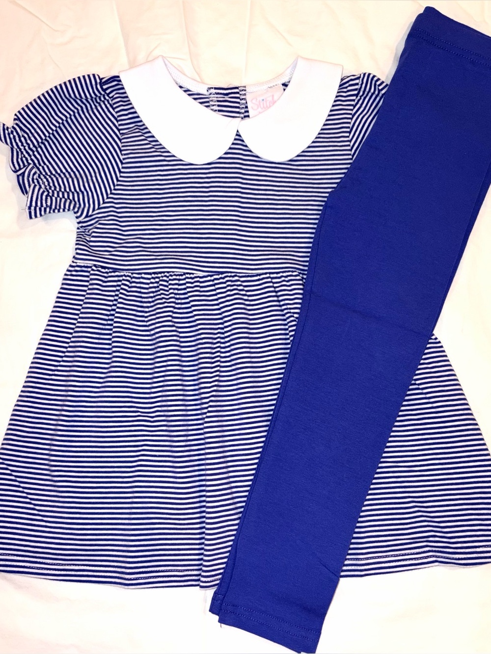 Stitchy Fish Erin Legging set in royal blue w/white collar sz4 T NWT